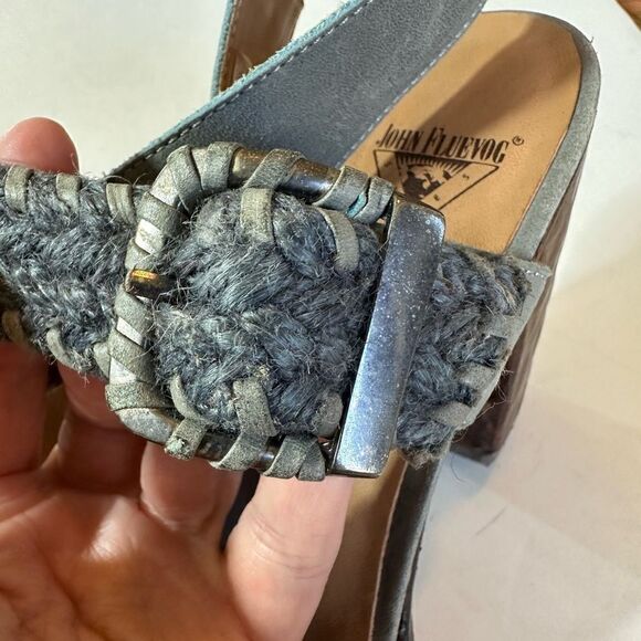 JOHN FLUEVOG Women's Hopscotch Tuggawar Strappy Heeled Sandal Blue Size 7.5 - Picture 15 of 16